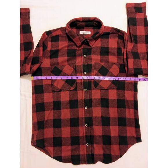 Beach Lunch Lounge Collection Women's Red and Black Plaid Thick Flannel SZ S - Picture 7 of 7